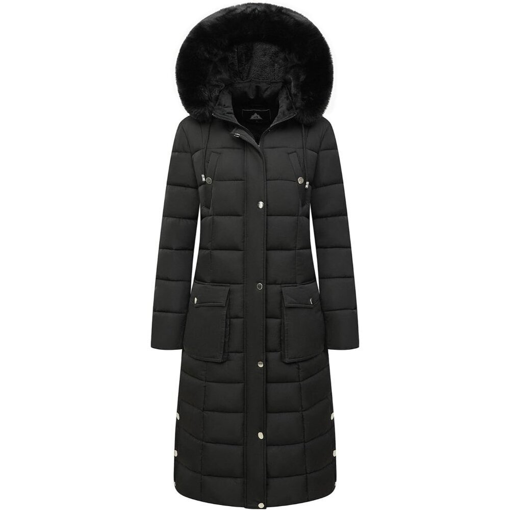 Women's Black Waterproof Long Winter Coat Jacket Warm Puffer Jacket Parka